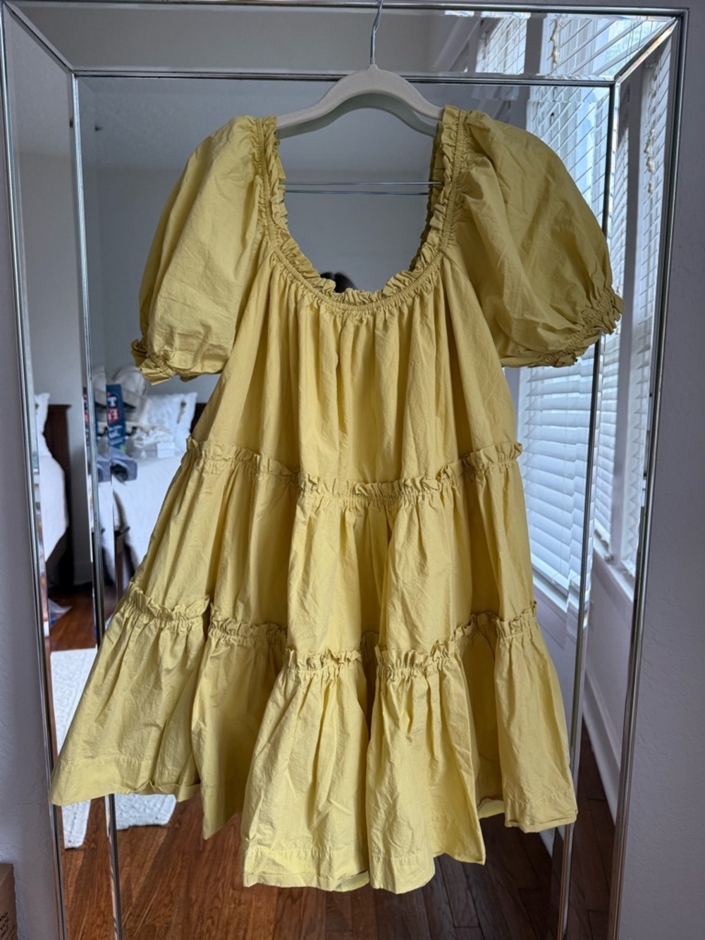 Yellow ruffle mini dress!